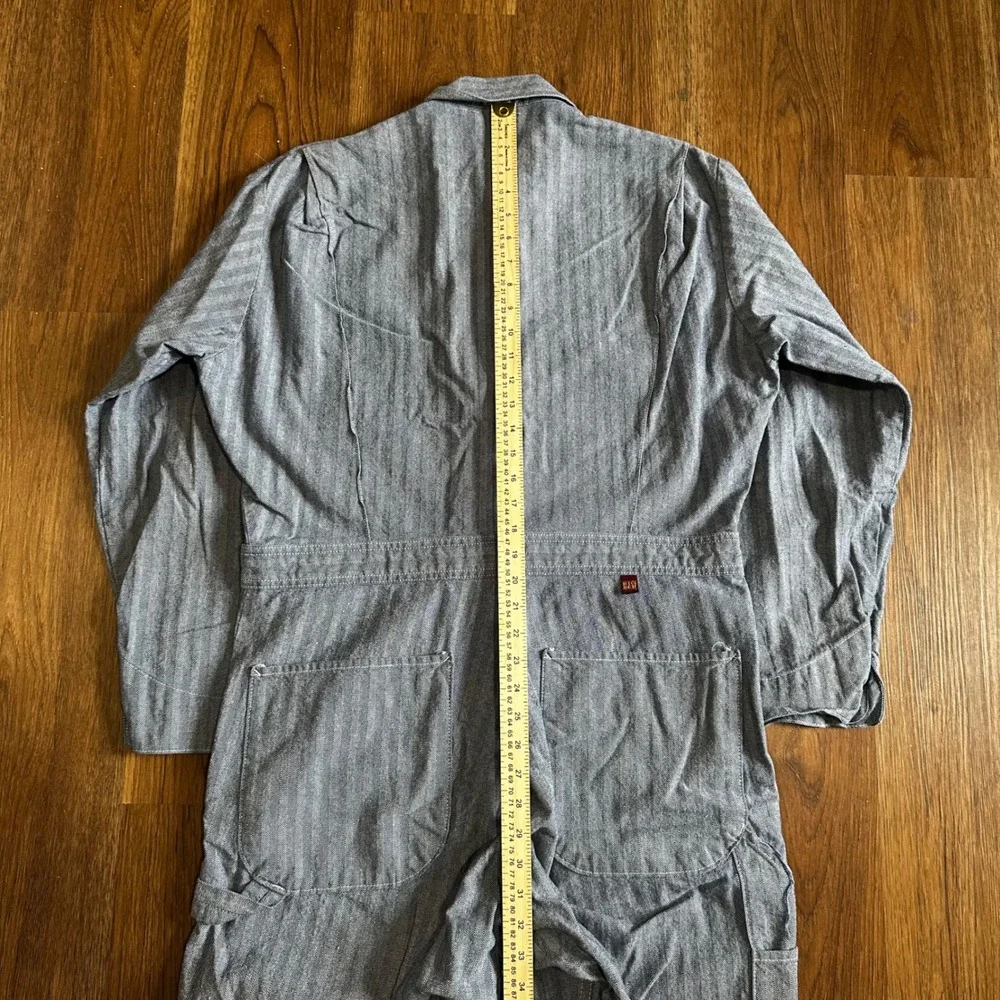 Big Ben Coveralls Mens 38 Blue Good Herringbone Vintage Workwear Boiler Suit